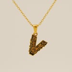 Gold color / 1 Piece Classic Bark Grain Unique Letter V Stainless Steel  Gold Color Unisex Pendant Necklaces Picture22